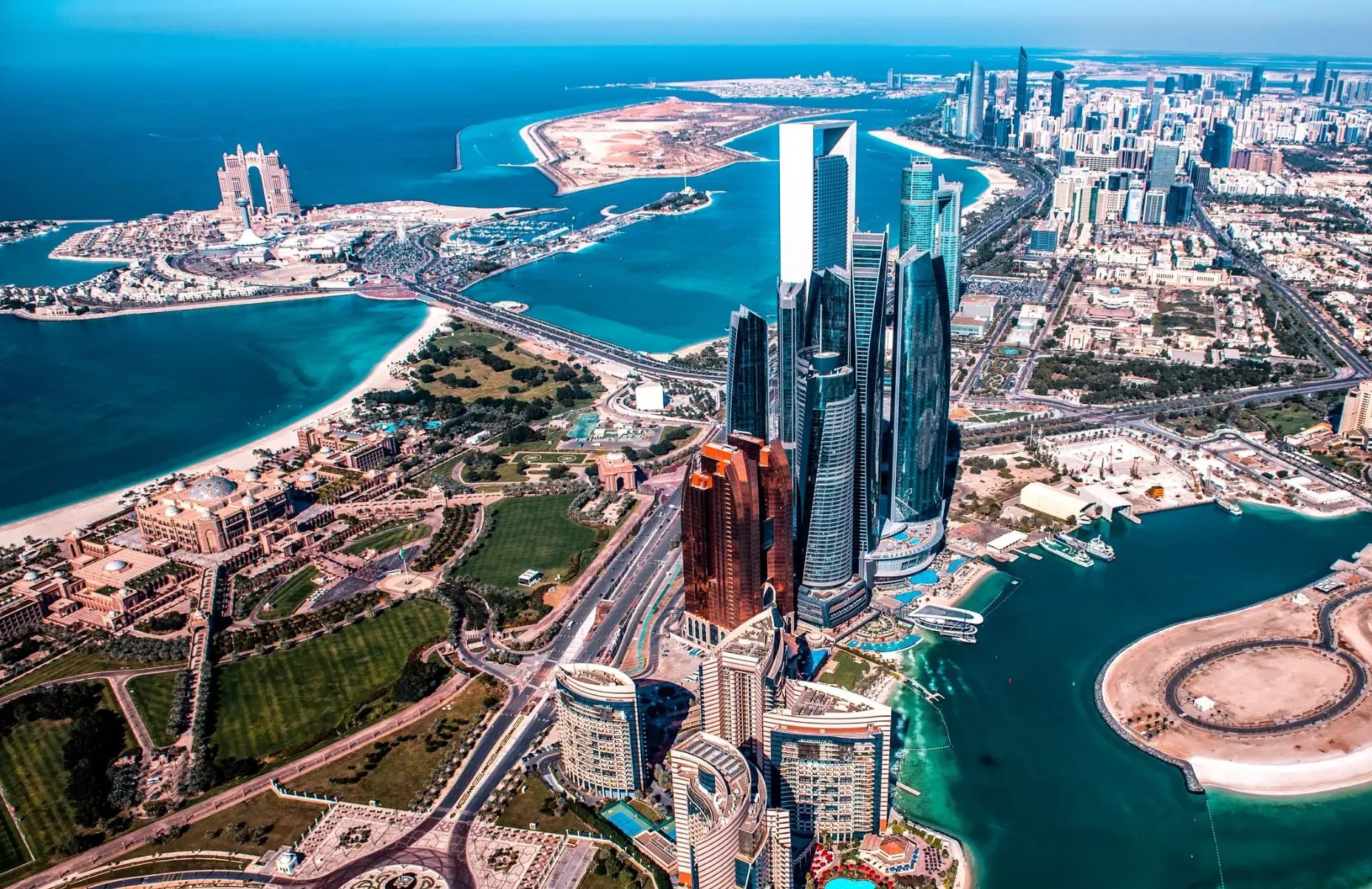 Aerial view of the Abu Dhabi coastline